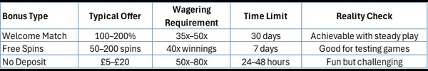 Bonus & Wagering Chart